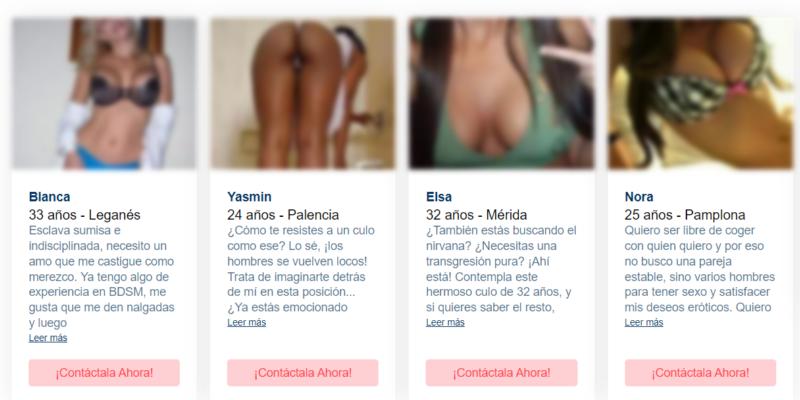 Perfiles de chicas que buscan sexo en un sitio de citas